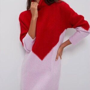 Hyacinth House Tuckernuck Red & Pink Diamond Demi Wool Sweater Dress